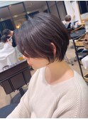 【絶壁解消】前髪長め丸みショート×イルミナヌードブラウン