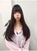 ストレートワンホンヘア/ピンクブラウン/大人可愛い