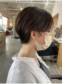 長め前髪×大人ショート×グレージュ