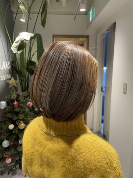 リブ(Live) 白髪染めハイライトの艶ボブ［髪質改善/白髪染め/ハイライト］