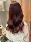 【長まなみ】ブリーチなしでつくる深みのあるツヤ感レッドピンク
