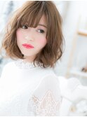 斜めバング乾かすだけミディアムボブパーマc6上尾20代30代40代