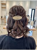 三つ編みがかわいいハーフアップスタイル、結婚式参列に！！