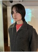 メンズボブウルフメンズミディアムレイヤーカットメンズウルフ