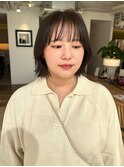 外はね切りっぱなしボブオリーブブラウン