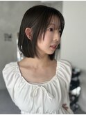 韓国切りっぱなしボブ/シースルーバング小顔ヘア