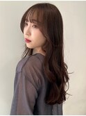 顔周りレイヤーカットくびれヘアミルクティーベージュカラー