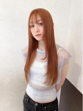 アース コアフュールボーテ 富山婦中店(EARTH coiffure beaute) オレンジベージュ_デザイン_ ケアブリーチ_ワンホンヘア