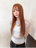 オレンジベージュ_デザイン_ ケアブリーチ_ワンホンヘア