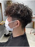 メンズマッシュ波巻きパーマツイストスパイラルパーマウルフ30代