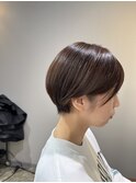 耳掛けショートボブ/グレージュカラー髪質改善/マッシュショート