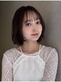 くびレイヤーボブルフネビージュ小顔ワンレンこなれミディ