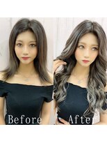 エクステ専門店あるじゃんすー 宇都宮店 シルバー×ダークグレー#シールエクステ#ハイライトカラー#栃木