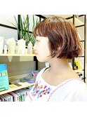 ボブ　ハイライト　オレンジカラー