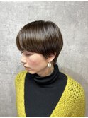 ハンサムショートボブ/マッシュ/ベージュ/カット+カラー