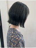 ブルーグレー×すっきり＊切りっぱなしボブ