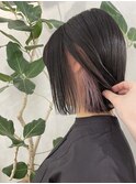 インナーカラーラベンダーグレーベージュレイヤーロングパーマ