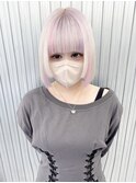 ▽□□▽ホワイトベージュ×ピンク・パープルメッシュ