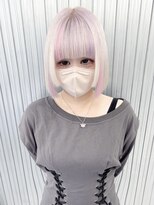 キバ(kva) ▽□□▽ホワイトベージュ×ピンク・パープルメッシュ