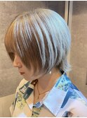 ハイトーンカラー/ウルフヘアスタイル/ショートウルフヘア