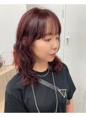 【井上】ミディアムレイヤーパーマデジタルパーマボルドーカラー