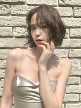 ラグーン 原宿 表参道(LAGOON) 透明感ブラウングレージュ韓国トレンドパーマ風タッセルボブ