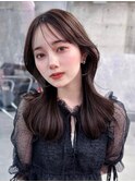 黒髪ボブルフネビージュ小顔ワンレン顔まわり韓国レイヤーカット