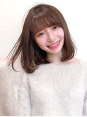 Say.ミディアムレイヤー韓国ボブひし形シルエットことりベージュ
