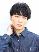 くせ毛風パーマセンターパート