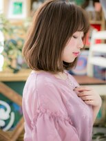 カバーヘア ブリス 志木南口駅前店(COVER HAIR bliss) ■チェリーブラウンワンカール前下がりボブ102志木20代30代40代