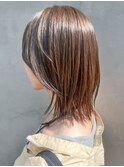 ベージュミディ_レッドブラウンハッシュカット_ba481362