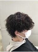 メンズパーマツイスパ波巻きスパイラルマッシュセンターパート