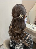 大人可愛いふわふわハーフアップ♪結婚式お呼ばれヘア
