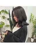 透明感グレージュ×ミディアムボブ
