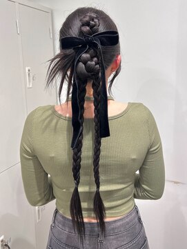 韓国 リボンでカチモリヘアセット 渋谷 Y2K