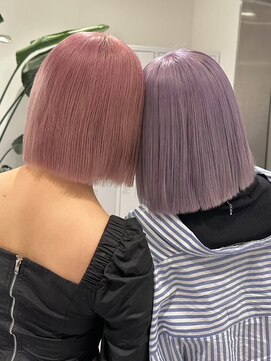 ベレーザ 渋谷神南(Beleza) 14242ブリーチ&ダブルカラーラベンダーパープルレイヤーボブ