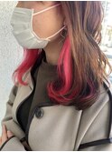 チラ見え可愛い☆ピンクイヤリングカラーで最高の映え髪に♪