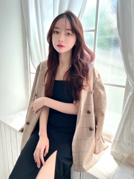 アイユー(ii+U) ニュアンスカラー　レイヤーロング　ピンクブラウン