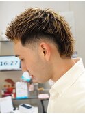 ハイトーン束感フェードマレットヘア