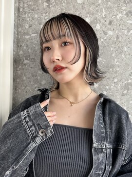 サンク 原宿 表参道(cinq) フェイスフレーミングインナーカラーハッシュカットグレージュ