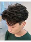 奈良men's短髪フェザーパーマ