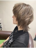 ミルクティーベージュ&マッシュウルフカット