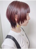 【morio原宿】ウルフショート　マッシュウルフ　レッドブラウン
