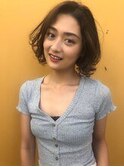 デザインカラー/シルキーベージュ/グレージュカラー/斜めバング
