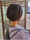 ブリーチハイトーン　紫グレー　ショートボブ　