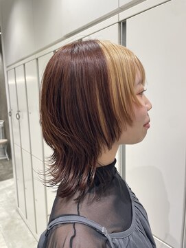 サロンドジョー(salon de joe) ウルフカット×デザインカラー