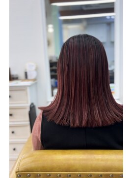 グラスペディア(graspedia) ワインレッド/暖色カラー/切りっぱなしミディアム/ストレート