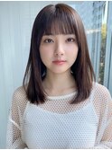 小顔 前髪 レイヤーカット くびれヘア ハイライトカラー"