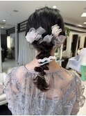 __編み下ろしヘア__お呼ばれヘア__ポニーアレンジ__