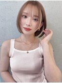 大人ガーリー似合わせカット/レイヤーボブ/ミルクティーブラウン